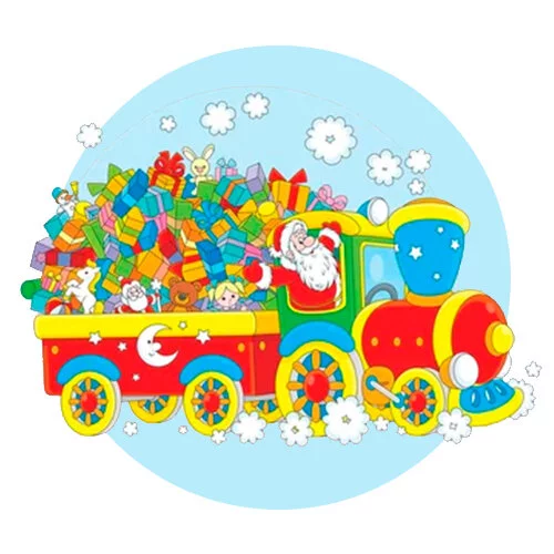 Цветной пример раскраски поезд дед мороза