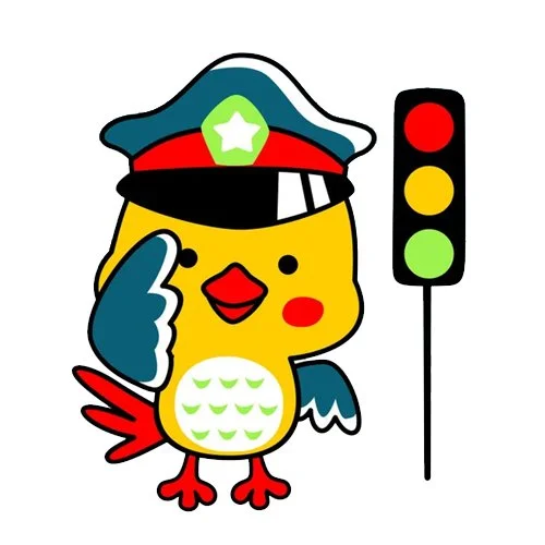 Цветной вариант раскраски полицейский птичка