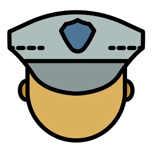 Цветной вариант раскраски полицейский в фуражке
