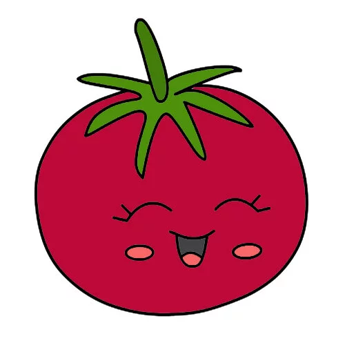 Цветной пример раскраски помидор улыбается