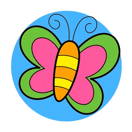 Цветной пример раскраски простая бабочка маленькая