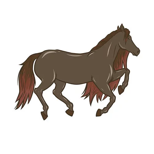 Цветной вариант раскраски простая лошадь