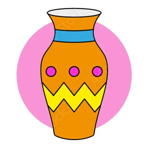 Цветной пример раскраски пустая ваза по линиям