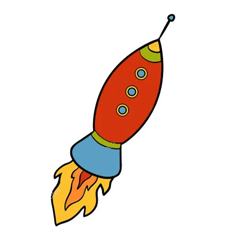 Цветной пример раскраски ракета с антенной