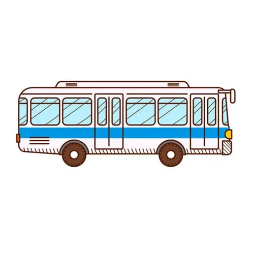 Цветной вариант раскраски рейсовый автобус