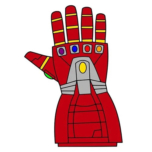 Цветной вариант раскраски рисунок перчатки железного человека