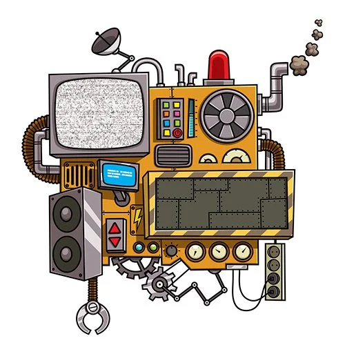 Цветной вариант раскраски робот с телевизором
