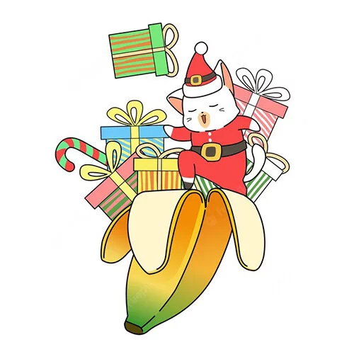 Цветной пример раскраски рождественский банан