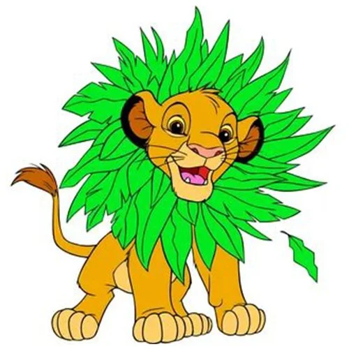 Цветной пример раскраски симба забавный король лев