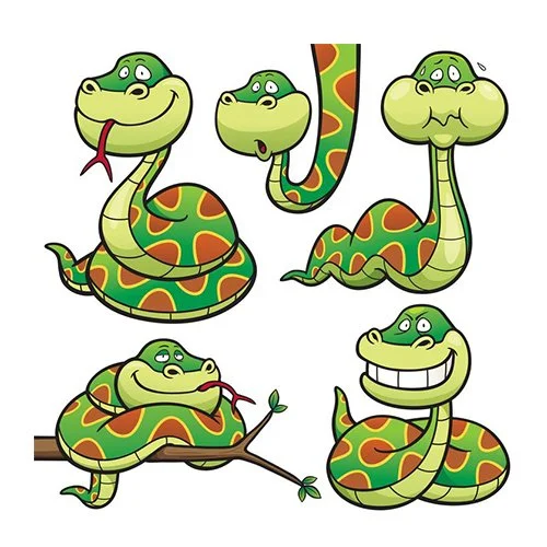 Цветной вариант раскраски смешные змеи