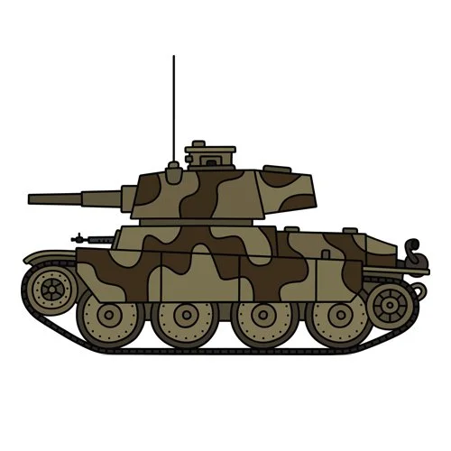 Цветной пример раскраски танк в маскировке