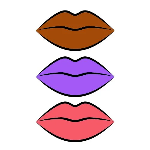 Цветной пример раскраски три пары губ