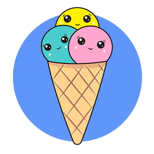 Цветной пример раскраски три шарика мороженого
