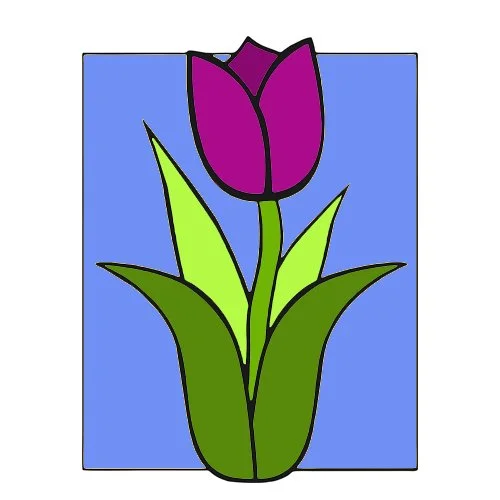 Цветной вариант раскраски тюльпан вырос
