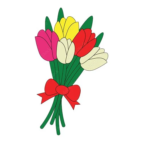 Цветной вариант раскраски тюльпаны в букете