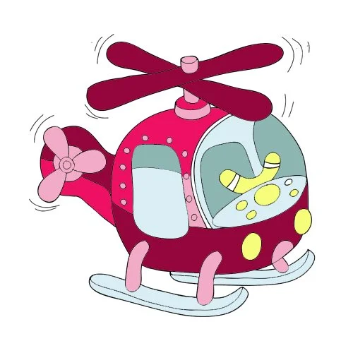 Цветной вариант раскраски вертолет рисунок малыша