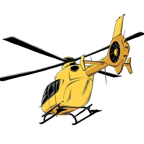 Цветной вариант раскраски вертолет задом