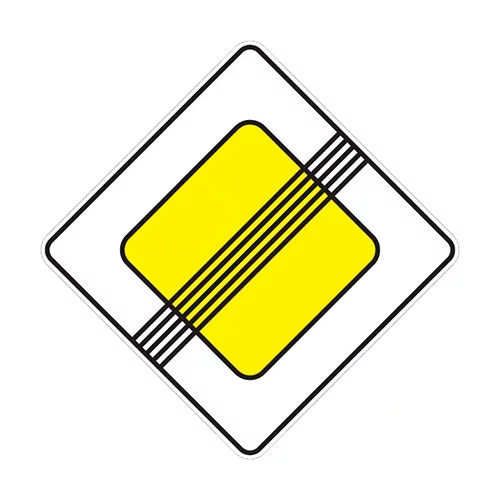 Цветной пример раскраски знак конец главной дороги