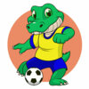Цветной пример раскраски крокодил-футболист
