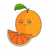 Цветной пример раскраски апельсин милый с глазками