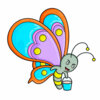 Цветной пример раскраски бабочка с ведерком