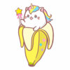 Цветной пример раскраски банан-единорог