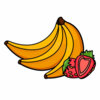 Цветной пример раскраски банан, клубника
