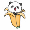 Цветной пример раскраски банан панда