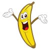 Цветной пример раскраски банан счастливый