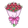 Цветной пример раскраски большой букет роз