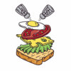 Цветной пример раскраски бутерброд с яйцом и томатов