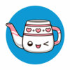 Цветной пример раскраски чайник каваи