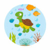 Цветной пример раскраски черепаха и много рыб