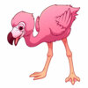 Цветной пример раскраски детеныш птенец фламинго