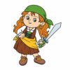 Цветной пример раскраски девочка пират