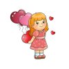 Цветной пример раскраски девочка с шариками воздушными