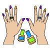 Цветной пример раскраски деву руки с ногтями