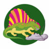Цветной пример раскраски диметродон динозавр