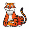 Цветной пример раскраски довольный тигр