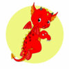Цветной пример раскраски дракон с маленькими крыльями