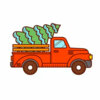 Цветной пример раскраски грузовик с елкой