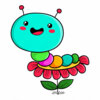 Цветной пример раскраски гусеница на ромашке