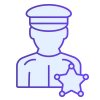 Цветной пример раскраски иконка полицейский и звезда
