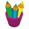 Цветной пример раскраски карандаши в стакане