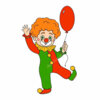 Цветной пример раскраски клоун с воздушным шаром