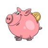 Цветной пример раскраски копилка свинка с деньгами