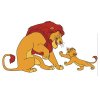 Цветной пример раскраски король лев играет с симбой