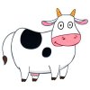 Цветной пример раскраски корова из мультика