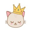 Цветной пример раскраски котик корона милость