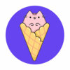 Цветной пример раскраски котик-мороженое